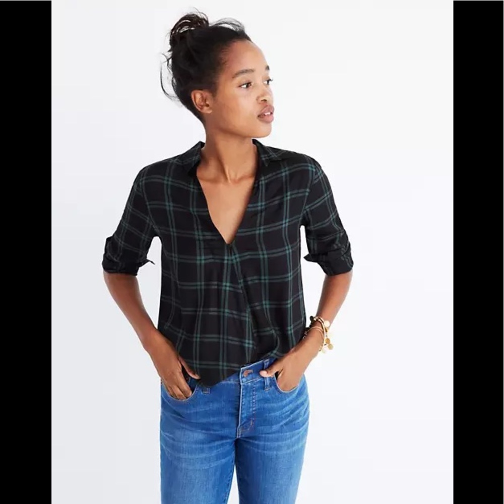 MADEWELL Wrap-Front Shirt in Palma Plaid